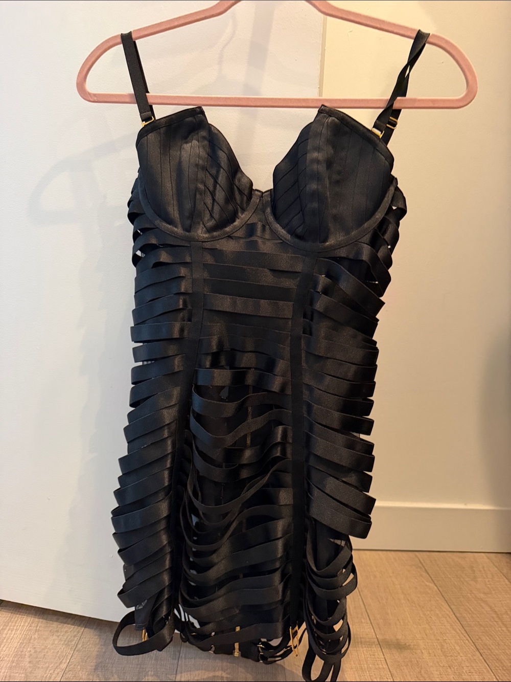 Black Strap Cutout Mini Dress - Unbranded